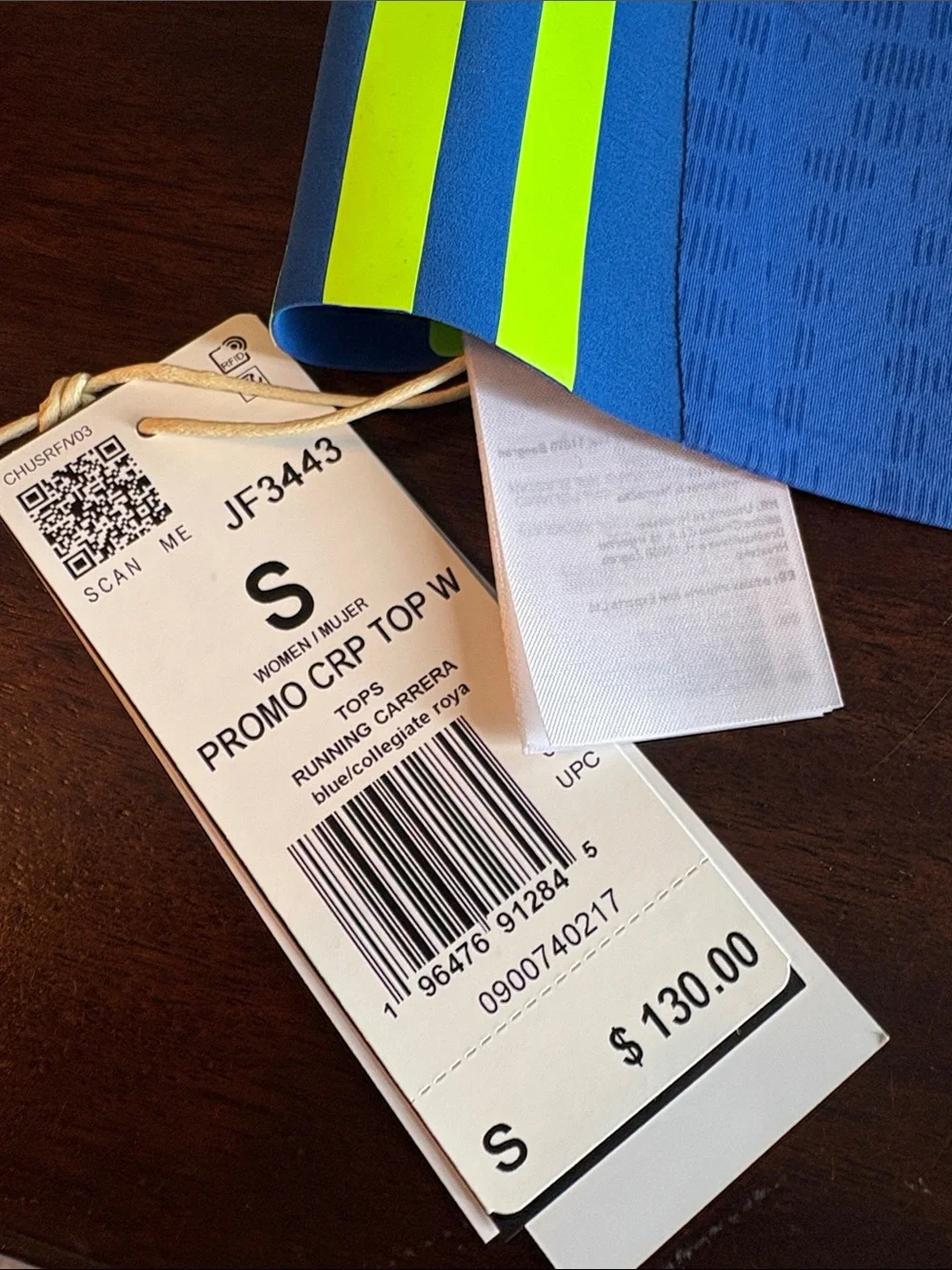 Adidas Blue & Neon Athletic Running Crop Top - Picture 2 of 12